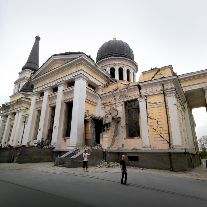 Die zerstörte Verklärungskathedrale in Odessa